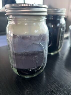 Layered Lavender Gardenia spice Candle in Mason Jar